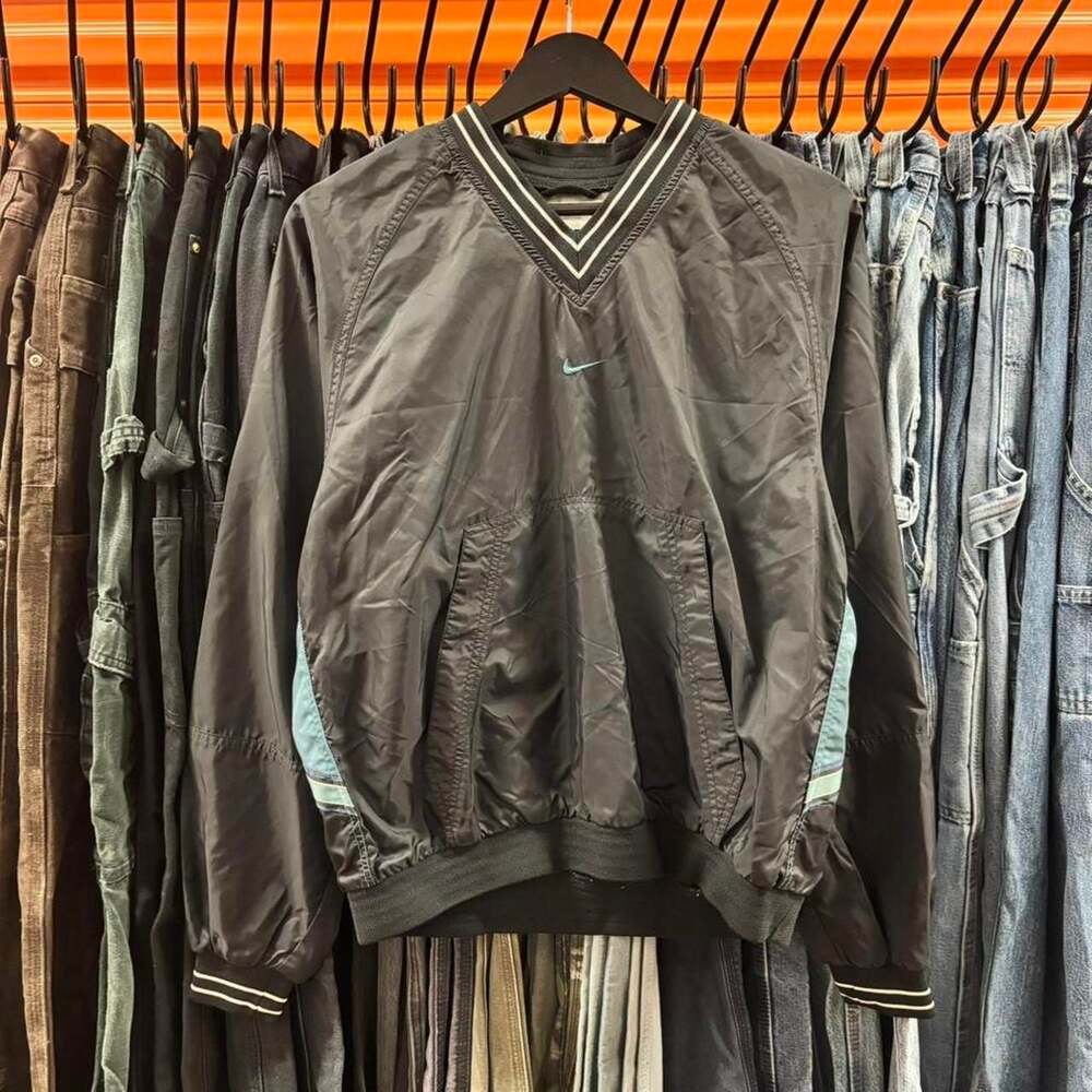 Vintage 90s Nike Center Swoosh Pullover Windbreaker Jacket, Black - Size M